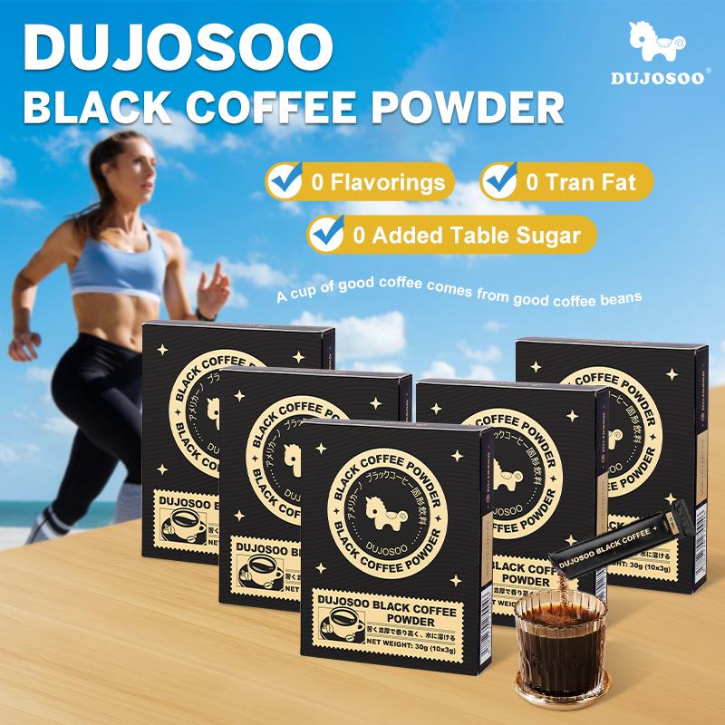 DUJOSOO Black Coffee Sugar-Free Beverage 30g (3g x10 Sticks) Premium Arabica Beans Instant Powder Iced DIY Coffee