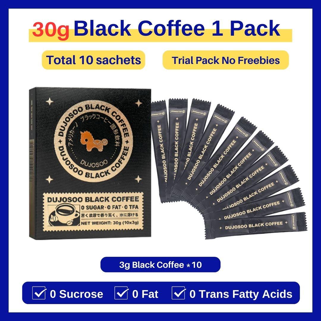 DUJOSOO Black Coffee Sugar-Free Beverage 30g (3g x10 Sticks) Premium Arabica Beans Instant Powder Iced DIY Coffee