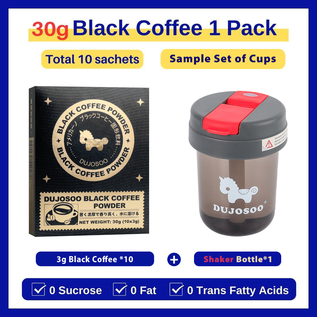 DUJOSOO Black Coffee Sugar-Free Beverage 30g (3g x10 Sticks) Premium Arabica Beans Instant Powder Iced DIY Coffee