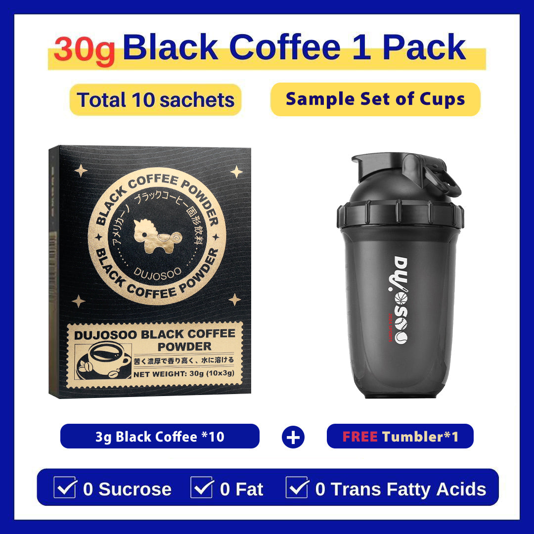 DUJOSOO Black Coffee Sugar-Free Beverage 30g (3g x10 Sticks) Premium Arabica Beans Instant Powder Iced DIY Coffee
