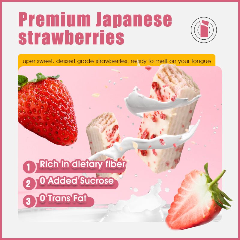 Dujosoo Whey Protein Wafer Bar - Berry Yogurt Flavor Berry Yogurt Flavor | 1.6% Real Strawberry, Trans Fat Free, High Protein & Fiber for Lasting Energy & Satiety (10105723814209)