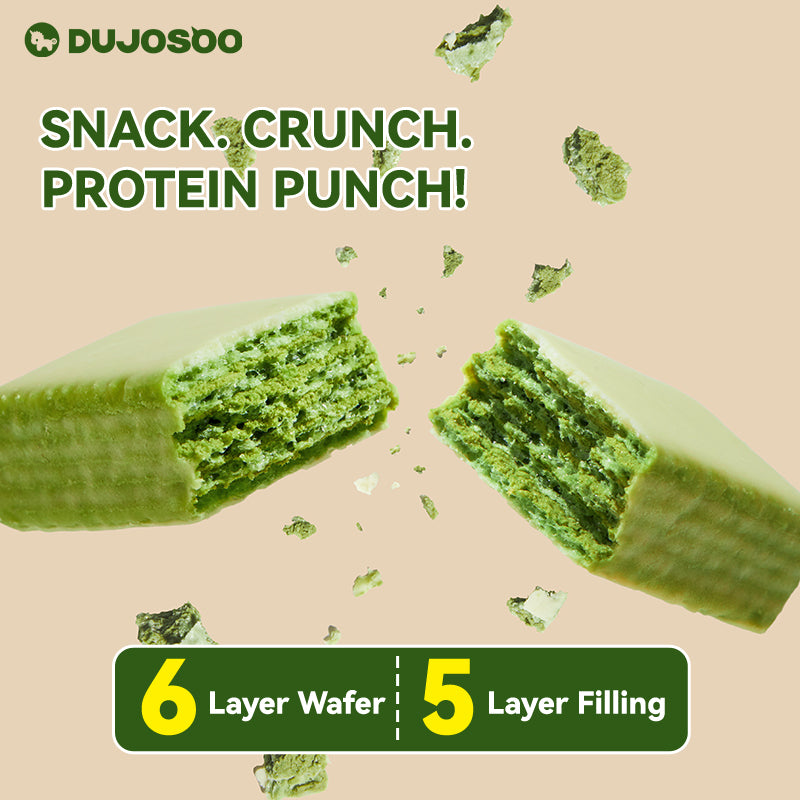 Dujosoo Whey Protein Wafer Bar - Matcha Flavor- Zero Trans Fat, High Protein & Fiber, On-the-Go Healthy Snack (20g Single Pack) (10105726370113)