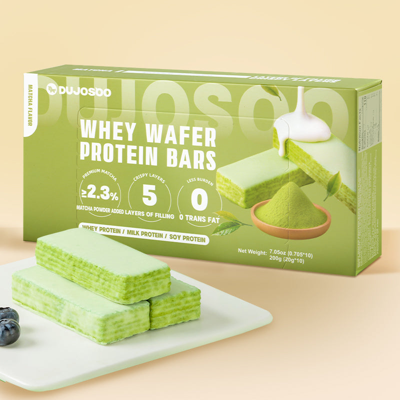 Dujosoo Whey Protein Wafer Bar - Matcha Flavor- Zero Trans Fat, High Protein & Fiber, On-the-Go Healthy Snack (20g Single Pack) (10105726370113)