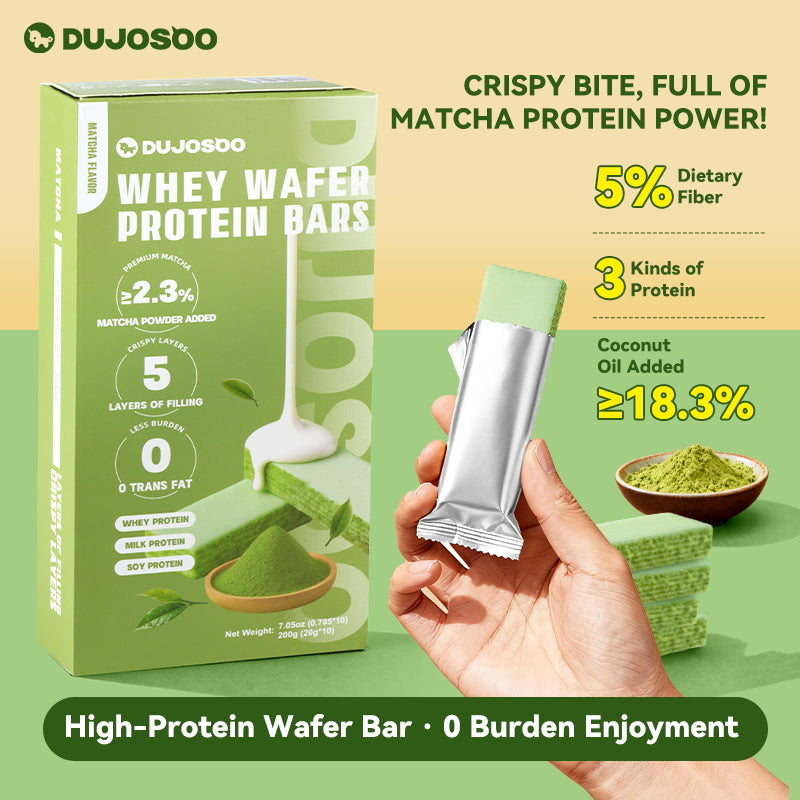 Dujosoo Whey Protein Wafer Bar - Matcha Flavor- Zero Trans Fat, High Protein & Fiber, On-the-Go Healthy Snack (20g Single Pack) (10105726370113)