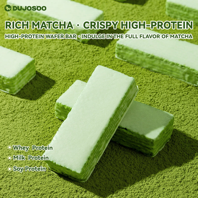 Dujosoo Whey Protein Wafer Bar - Matcha Flavor- Zero Trans Fat, High Protein & Fiber, On-the-Go Healthy Snack (20g Single Pack) (10105726370113)