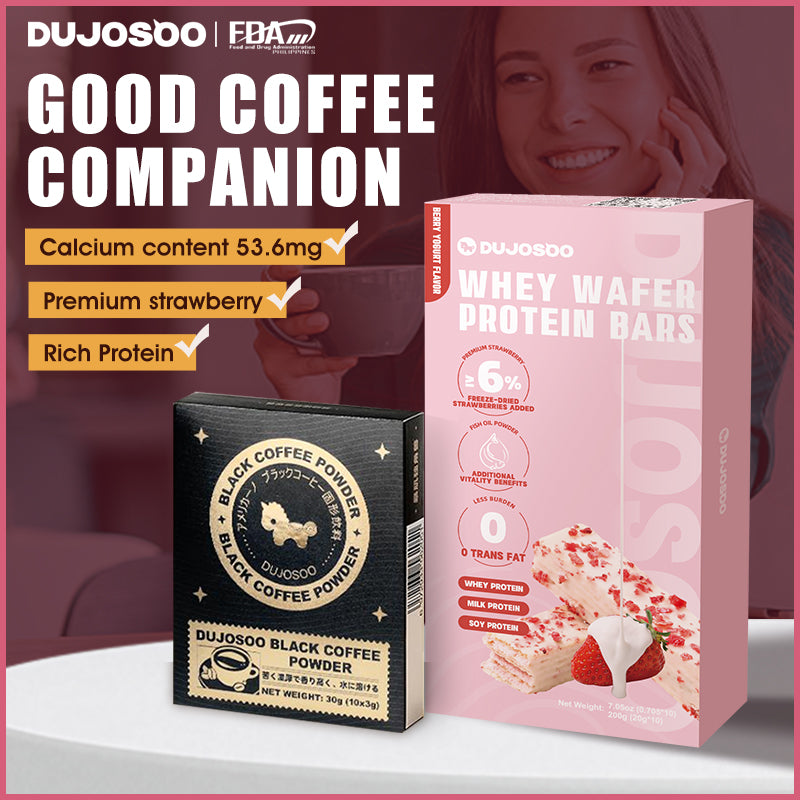 Dujosoo Whey Protein Wafer Bar - Berry Yogurt Flavor Berry Yogurt Flavor | 1.6% Real Strawberry, Trans Fat Free, High Protein & Fiber for Lasting Energy & Satiety (10105723814209)