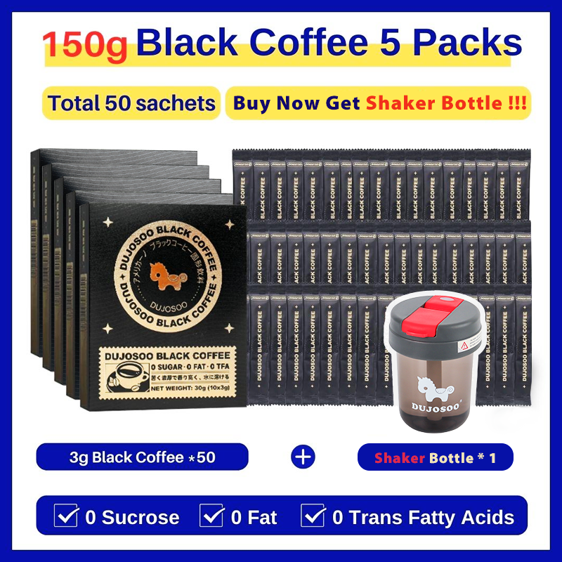DUJOSOO Black Coffee Sugar-Free Beverage 30g (3g x10 Sticks) Premium Arabica Beans Instant Powder Iced DIY Coffee