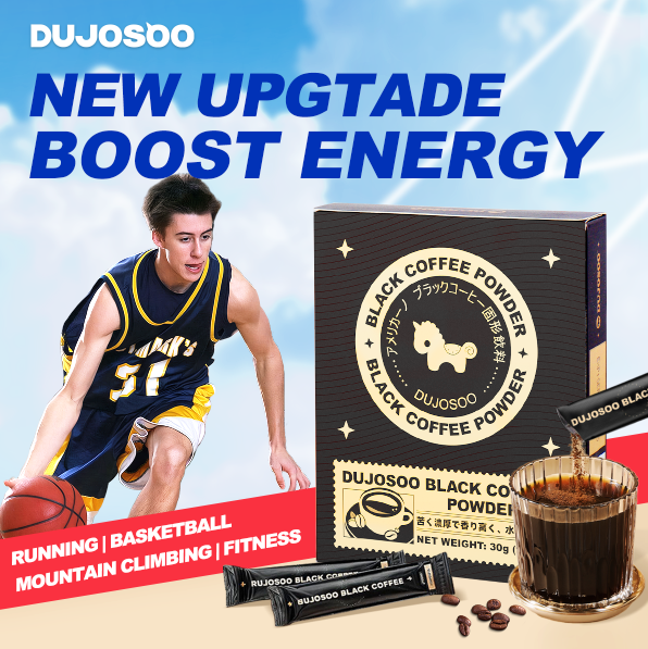 DUJOSOO Black Coffee Sugar-Free Beverage 30g (3g x10 Sticks) Premium Arabica Beans Instant Powder Iced DIY Coffee