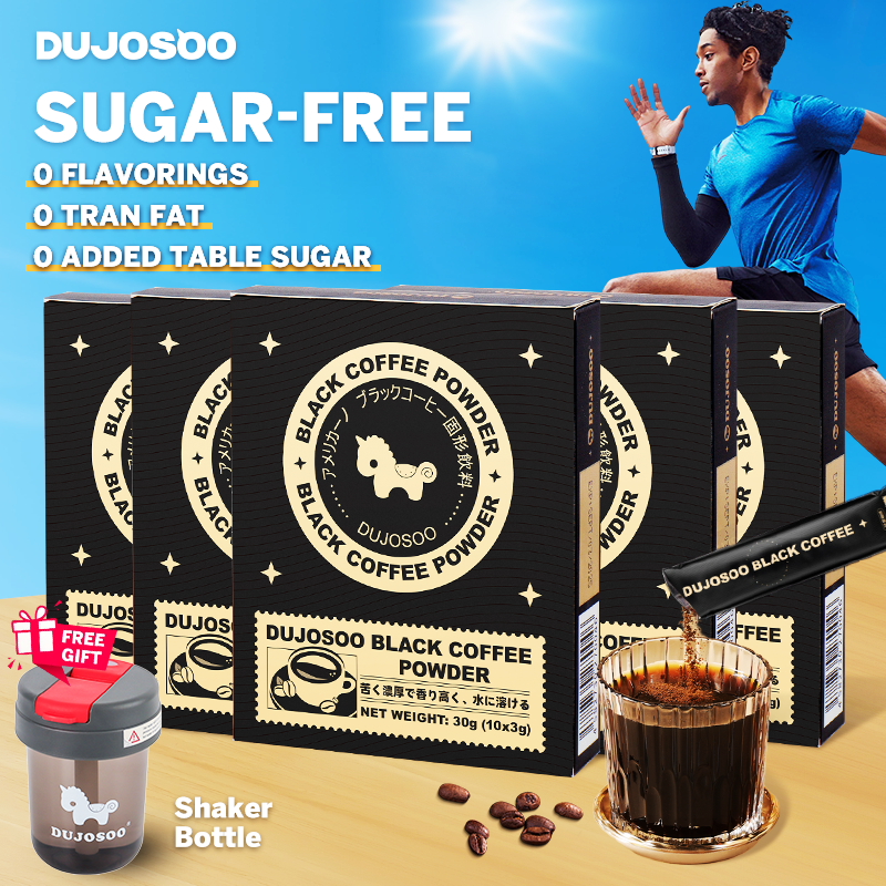 DUJOSOO Black Coffee Sugar-Free Beverage 30g (3g x10 Sticks) Premium Arabica Beans Instant Powder Iced DIY Coffee