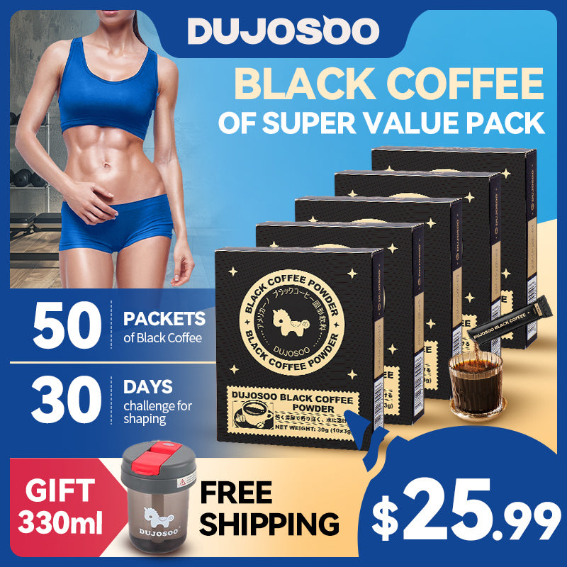 DUJOSOO Black Coffee Sugar-Free Beverage 30g (3g x10 Sticks) Premium Arabica Beans Instant Powder Iced DIY Coffee