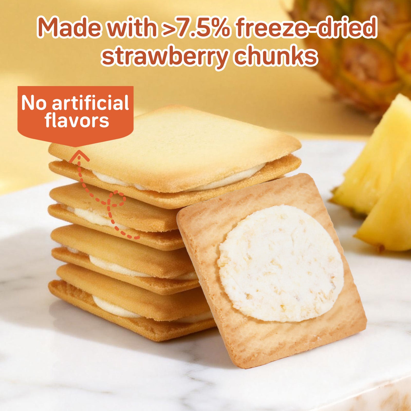 Dujosoo Freeze-Dried Pineapple Cookies - Bursting with Real Fruit Pieces & Bright Tropical Flavor(pack of 48) (10070544122177)