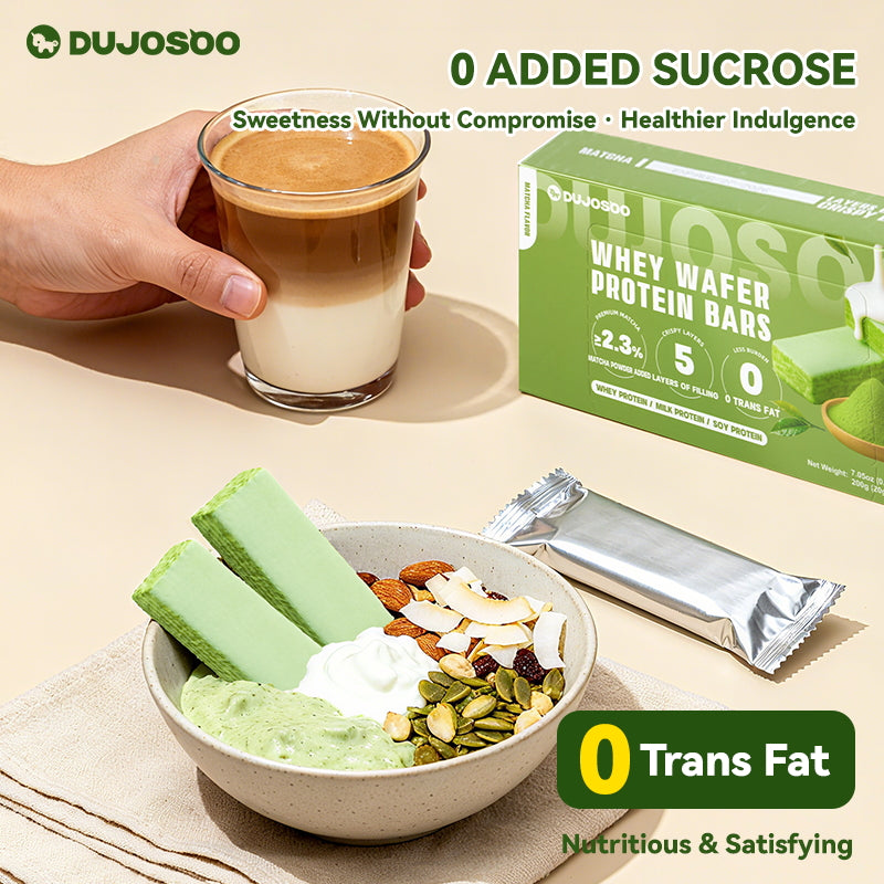 Dujosoo Whey Protein Wafer Bar - Matcha Flavor- Zero Trans Fat, High Protein & Fiber, On-the-Go Healthy Snack (20g Single Pack) (10105726370113)