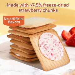 Dujosoo Freeze-Dried Strawberry Sandwich Cookies - Real Fruit Pieces, Irresistible Crunch-(pack of 48) (10101737095489)