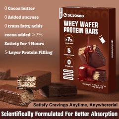 Dujosoo Cocoa Crunch High-Protein Wafer Bar,More Cocoa, More Power! 7% Cocoa Wafer Protein Bar for Energy & Muscle. (10101038219585)