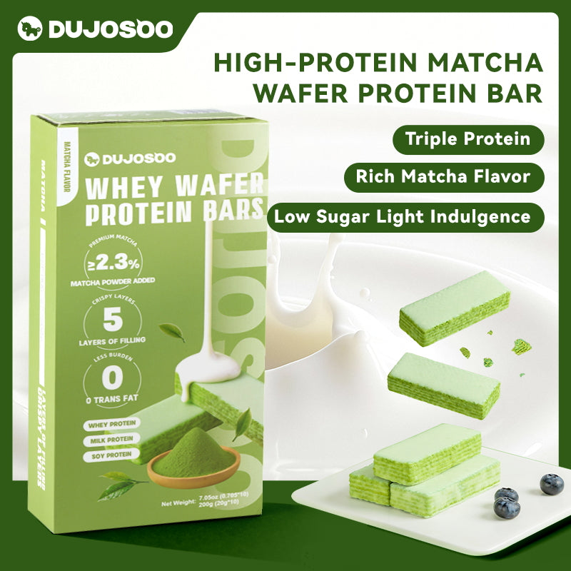 Dujosoo Whey Protein Wafer Bar - Matcha Flavor- Zero Trans Fat, High Protein & Fiber, On-the-Go Healthy Snack (20g Single Pack) (10105726370113)