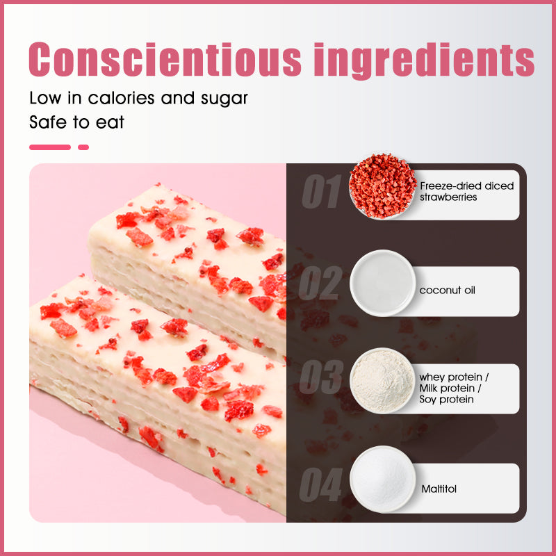 Dujosoo Whey Protein Wafer Bar - Berry Yogurt Flavor Berry Yogurt Flavor | 1.6% Real Strawberry, Trans Fat Free, High Protein & Fiber for Lasting Energy & Satiety (10105723814209)
