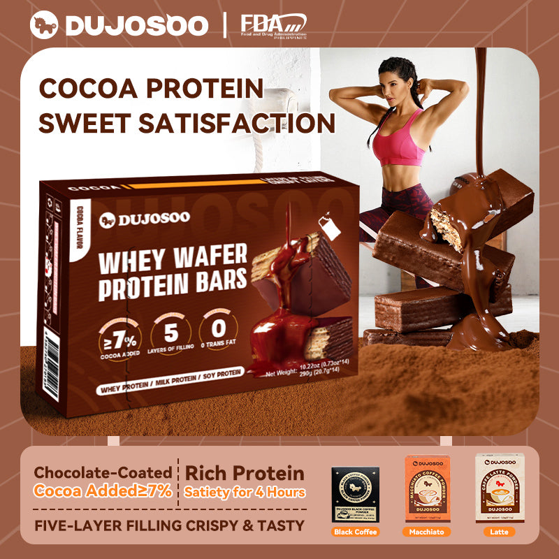 Dujosoo Cocoa Crunch High-Protein Wafer Bar,More Cocoa, More Power! 7% Cocoa Wafer Protein Bar for Energy & Muscle. (10101038219585)