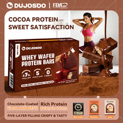 Dujosoo Cocoa Crunch High-Protein Wafer Bar,More Cocoa, More Power! 7% Cocoa Wafer Protein Bar for Energy & Muscle. (10101038219585)