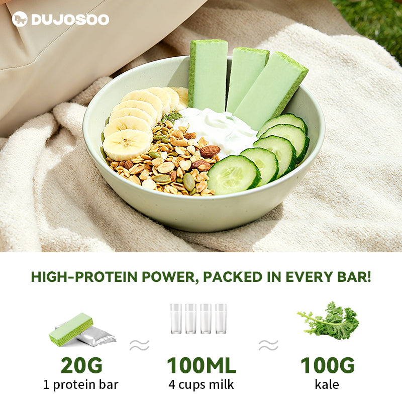 Dujosoo Whey Protein Wafer Bar - Matcha Flavor- Zero Trans Fat, High Protein & Fiber, On-the-Go Healthy Snack (20g Single Pack) (10105726370113)