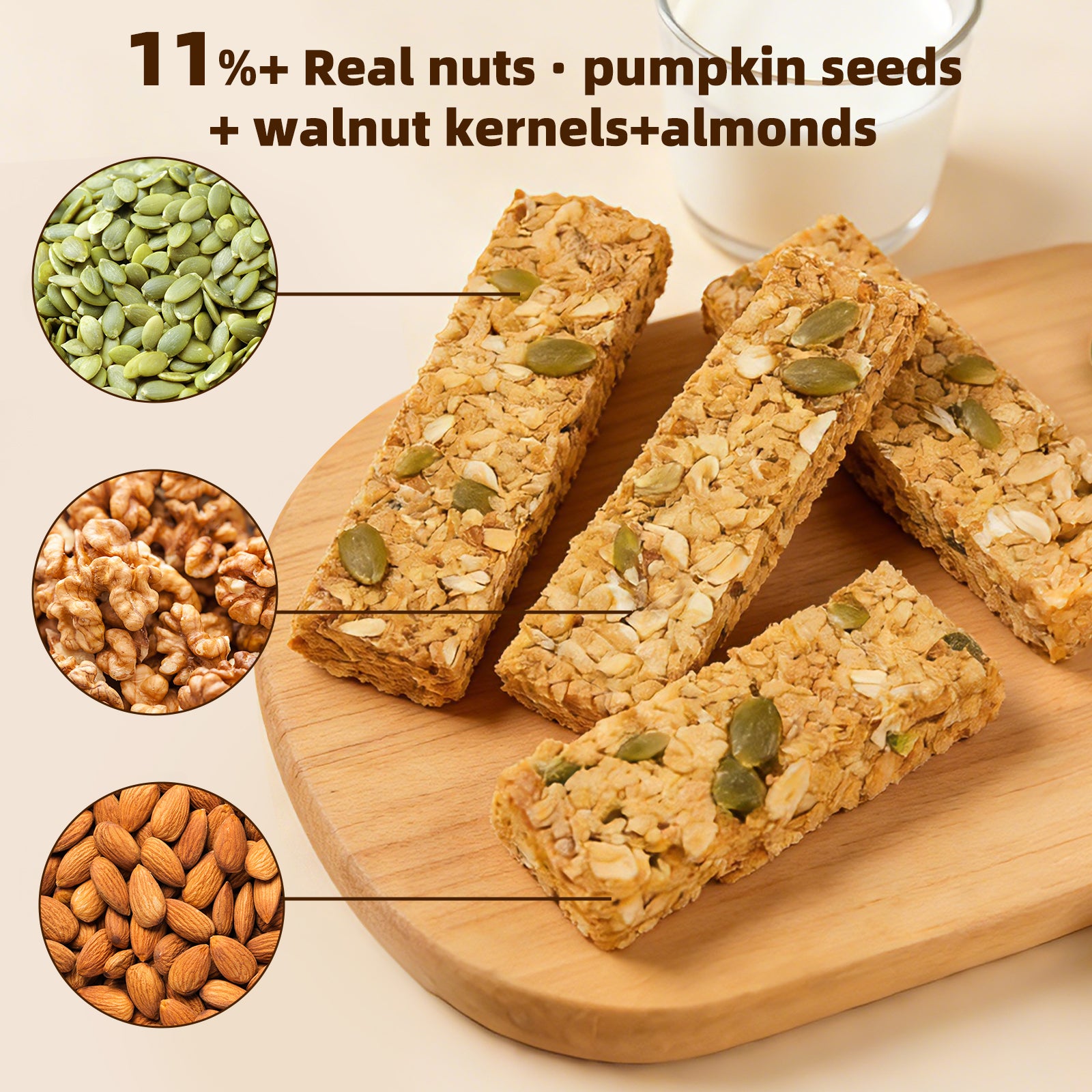 Dujosoo Crunchy Nut & Oat Granola Bars - Packed with Pumpkin Seeds, Walnuts & Almonds, Non-GMO, Non-Fried Snack (10109159309633)