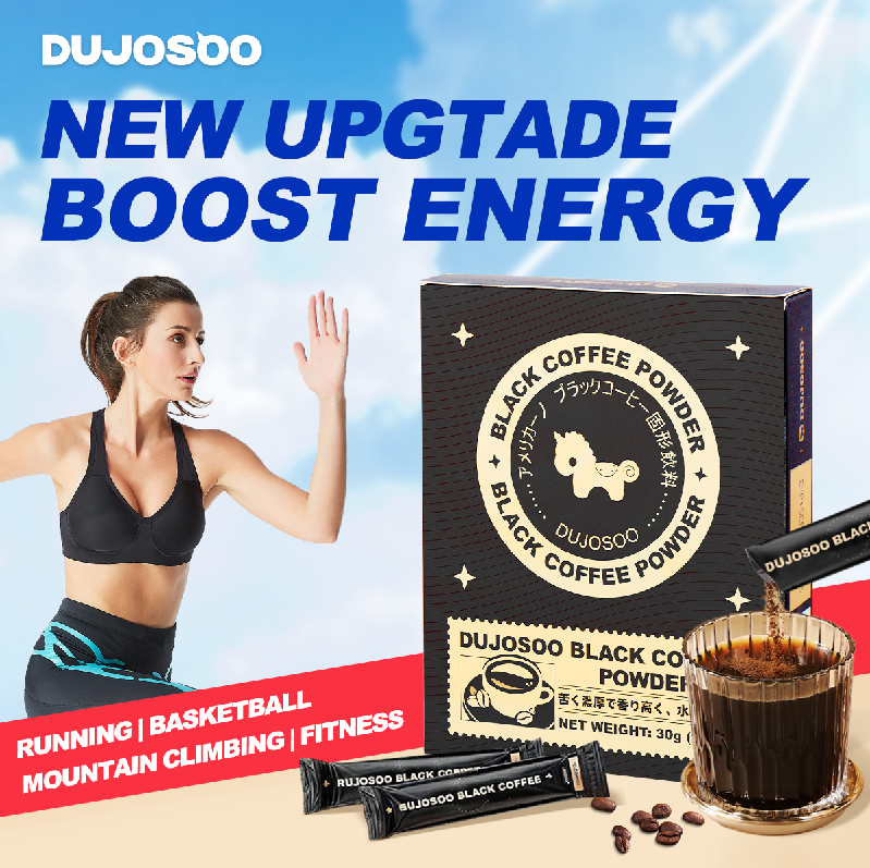 DUJOSOO Black Coffee Sugar-Free Beverage 30g (3g x10 Sticks) Premium Arabica Beans Instant Powder Iced DIY Coffee