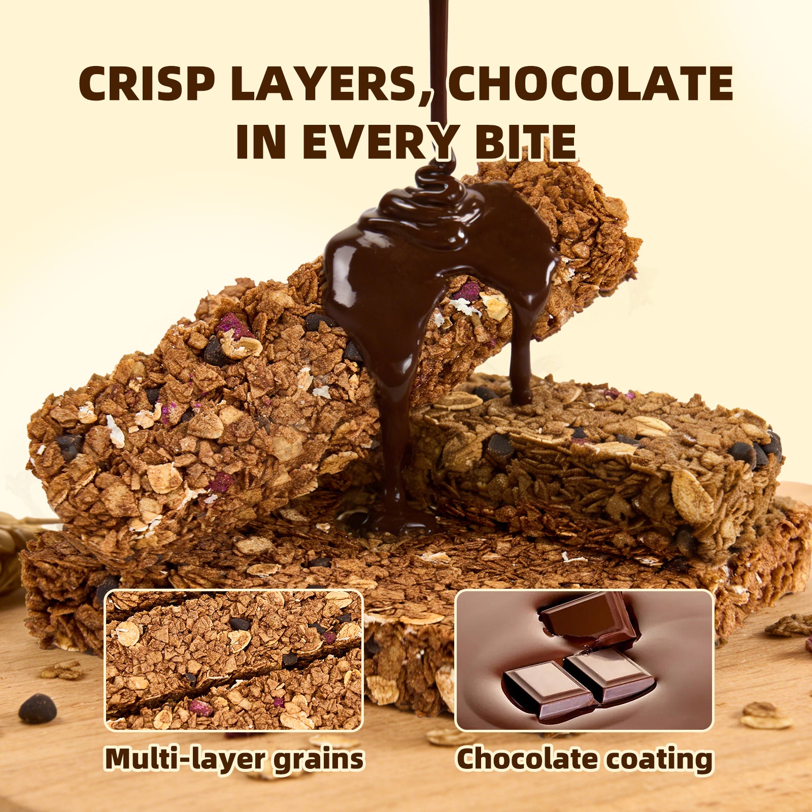 Dujosoo Crispy Chocolate Granola Bar Bars – High Fiber, On-the-Go Snack for Lasting Energy (10109158424897)