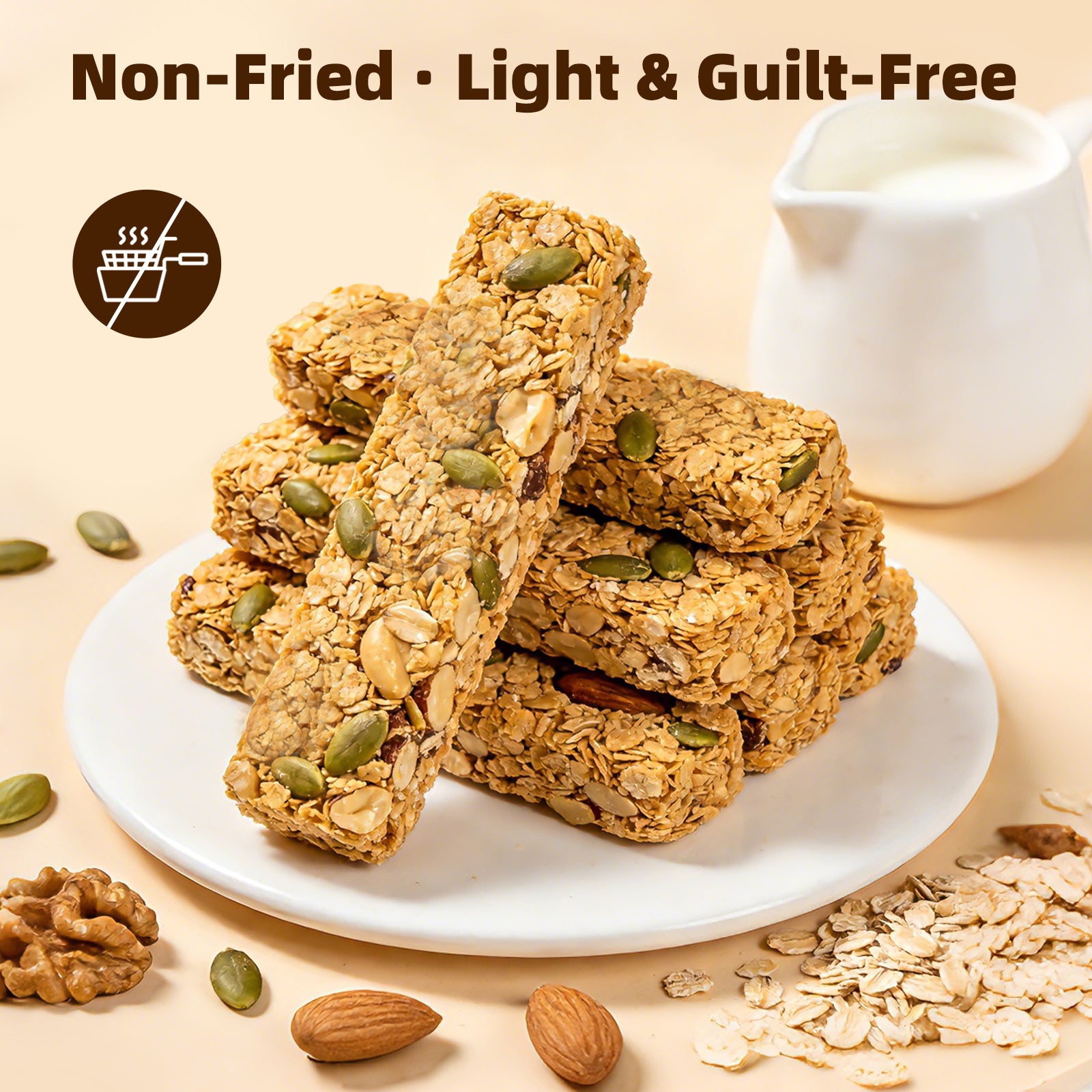 Dujosoo Crunchy Nut & Oat Granola Bars - Packed with Pumpkin Seeds, Walnuts & Almonds, Non-GMO, Non-Fried Snack (10109159309633)