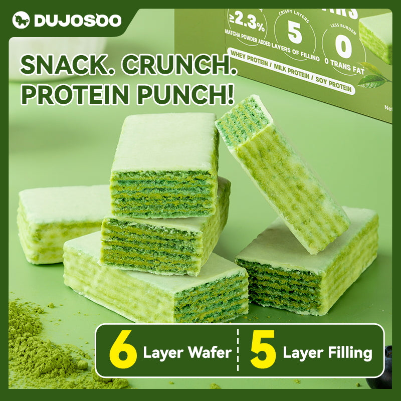 Dujosoo Whey Protein Wafer Bar - Matcha Flavor- Zero Trans Fat, High Protein & Fiber, On-the-Go Healthy Snack (20g Single Pack) (10105726370113)