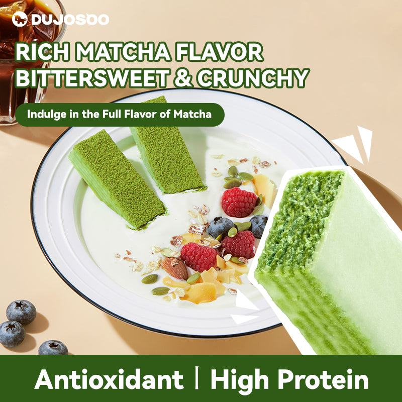 Dujosoo Whey Protein Wafer Bar - Matcha Flavor- Zero Trans Fat, High Protein & Fiber, On-the-Go Healthy Snack (20g Single Pack) (10105726370113)