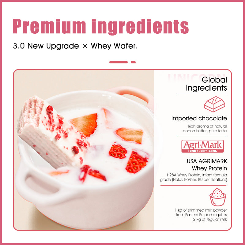 Dujosoo Whey Protein Wafer Bar - Berry Yogurt Flavor Berry Yogurt Flavor | 1.6% Real Strawberry, Trans Fat Free, High Protein & Fiber for Lasting Energy & Satiety (10105723814209)