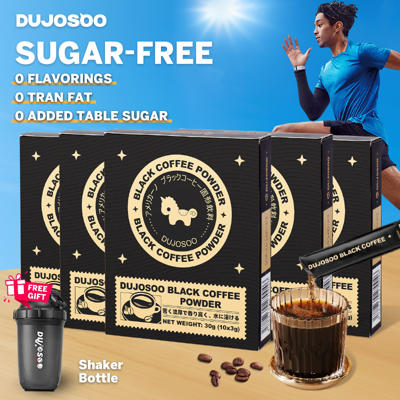 DUJOSOO Black Coffee Sugar-Free Beverage 30g (3g x10 Sticks) Premium Arabica Beans Instant Powder Iced DIY Coffee