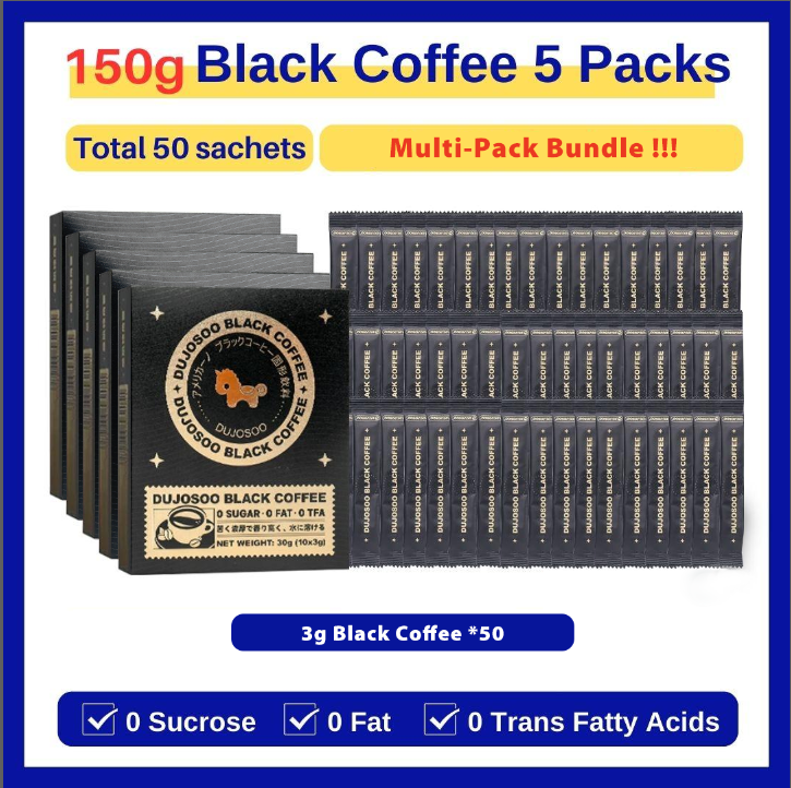 DUJOSOO Black Coffee Sugar-Free Beverage 30g (3g x10 Sticks) Premium Arabica Beans Instant Powder Iced DIY Coffee