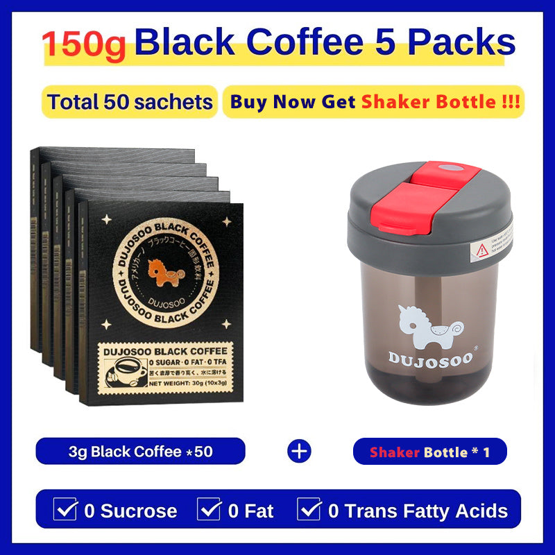 DUJOSOO Black Coffee Sugar-Free Beverage 30g (3g x10 Sticks) Premium Arabica Beans Instant Powder Iced DIY Coffee
