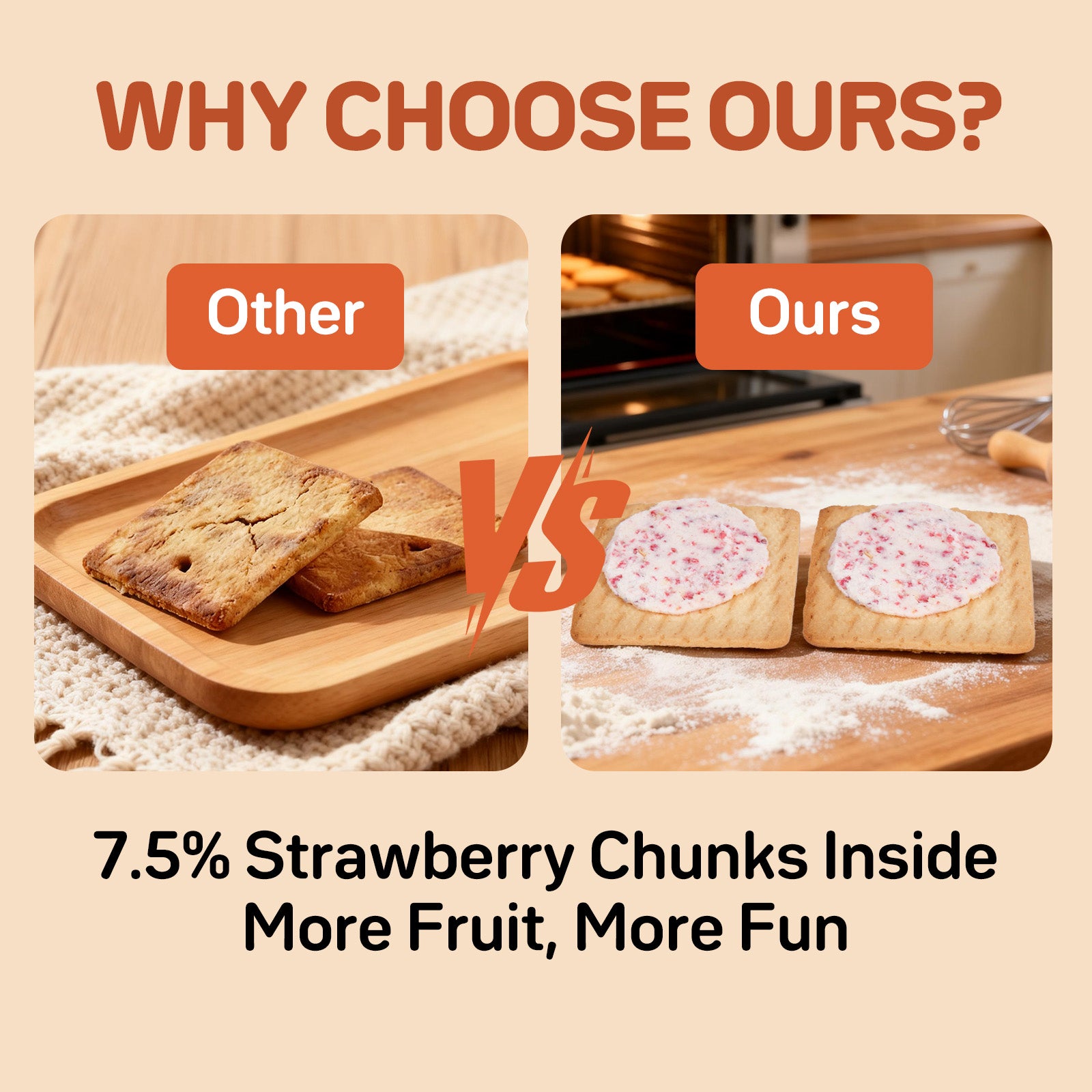 Dujosoo Freeze-Dried Strawberry Sandwich Cookies - Real Fruit Pieces, Irresistible Crunch-(pack of 48) (10101737095489)