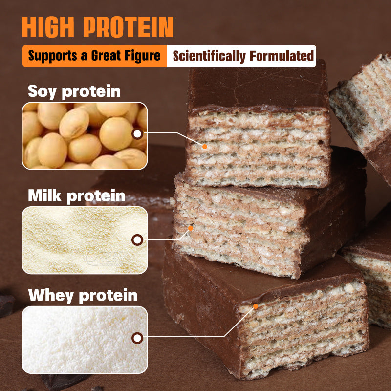 Dujosoo Cocoa Crunch High-Protein Wafer Bar,More Cocoa, More Power! 7% Cocoa Wafer Protein Bar for Energy & Muscle. (10101038219585)