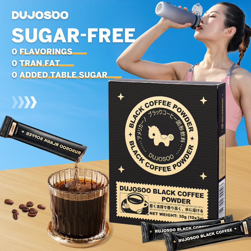 DUJOSOO Black Coffee Sugar-Free Beverage 30g (3g x10 Sticks) Premium Arabica Beans Instant Powder Iced DIY Coffee