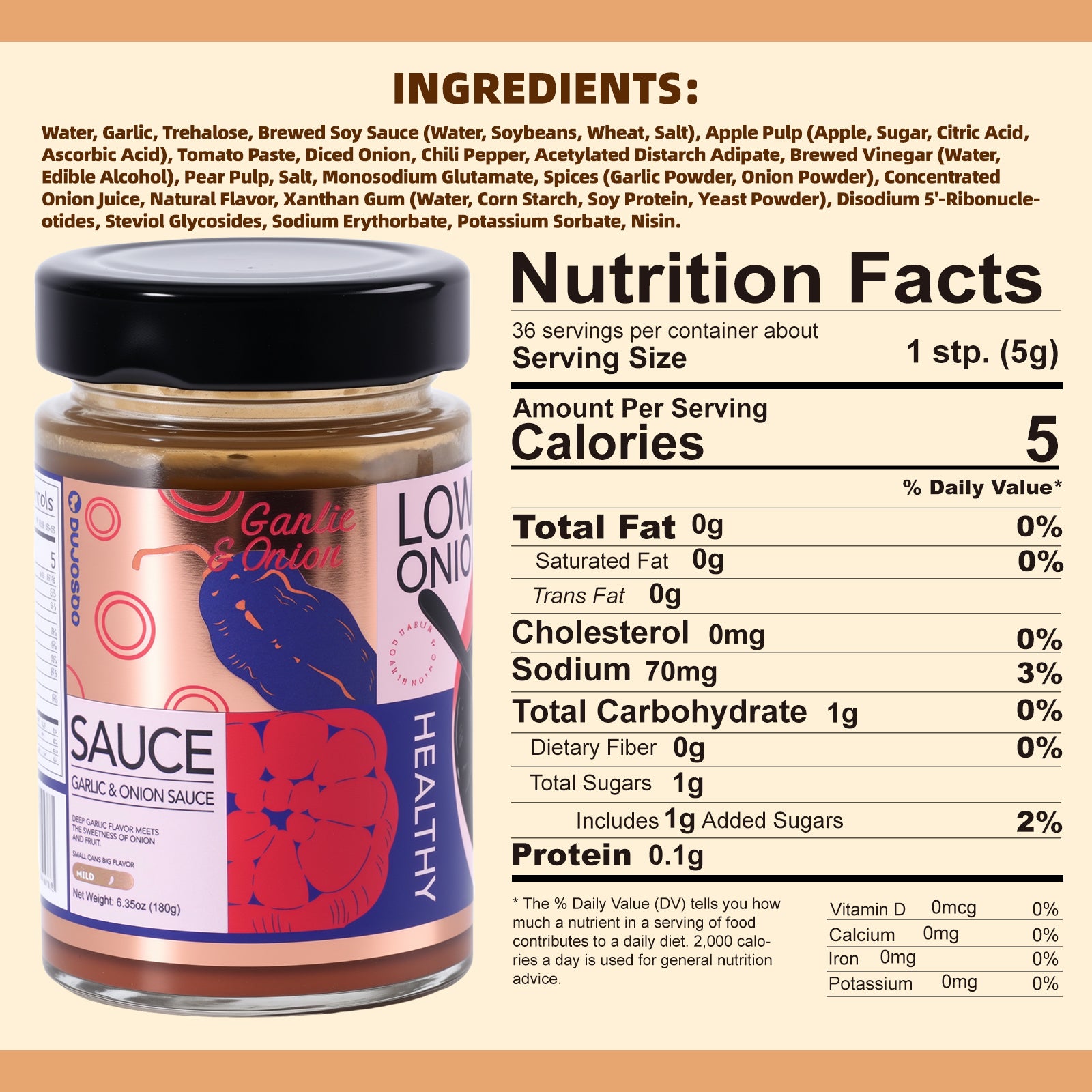 Dujosoo Garlic&Onion Sauce,The Perfect Balance: Bold Garlic & Sweet Onion.-20 bottles per case (10101365801281)