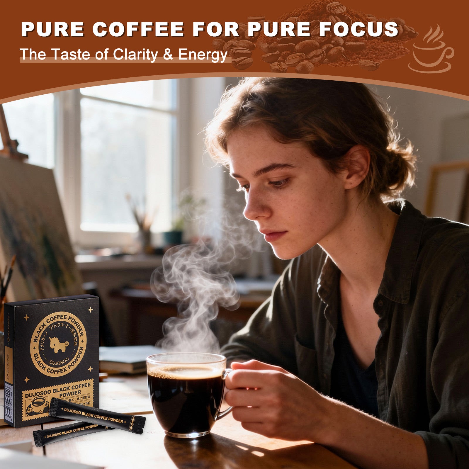 Dujosoo Instant Black Espresso | 100% Arabica, No Sugar, No Fat | Antioxidant + Metabolism Boost!(pack of 192) (10070506012993)