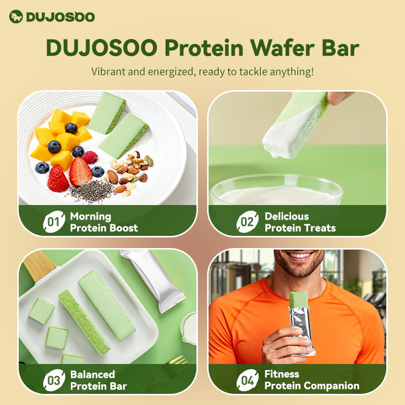 Dujosoo Whey Protein Wafer Bar - Matcha Flavor- Zero Trans Fat, High Protein & Fiber, On-the-Go Healthy Snack (20g Single Pack) (10105726370113)