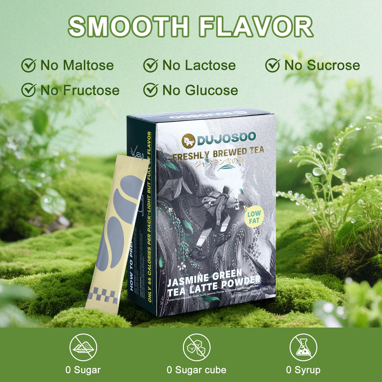 Dujosoo Jasmine Green Powder Latte: Zero Sugar, Just 44 Calories. Pure Delight.(pack of 120) (10070542319937)