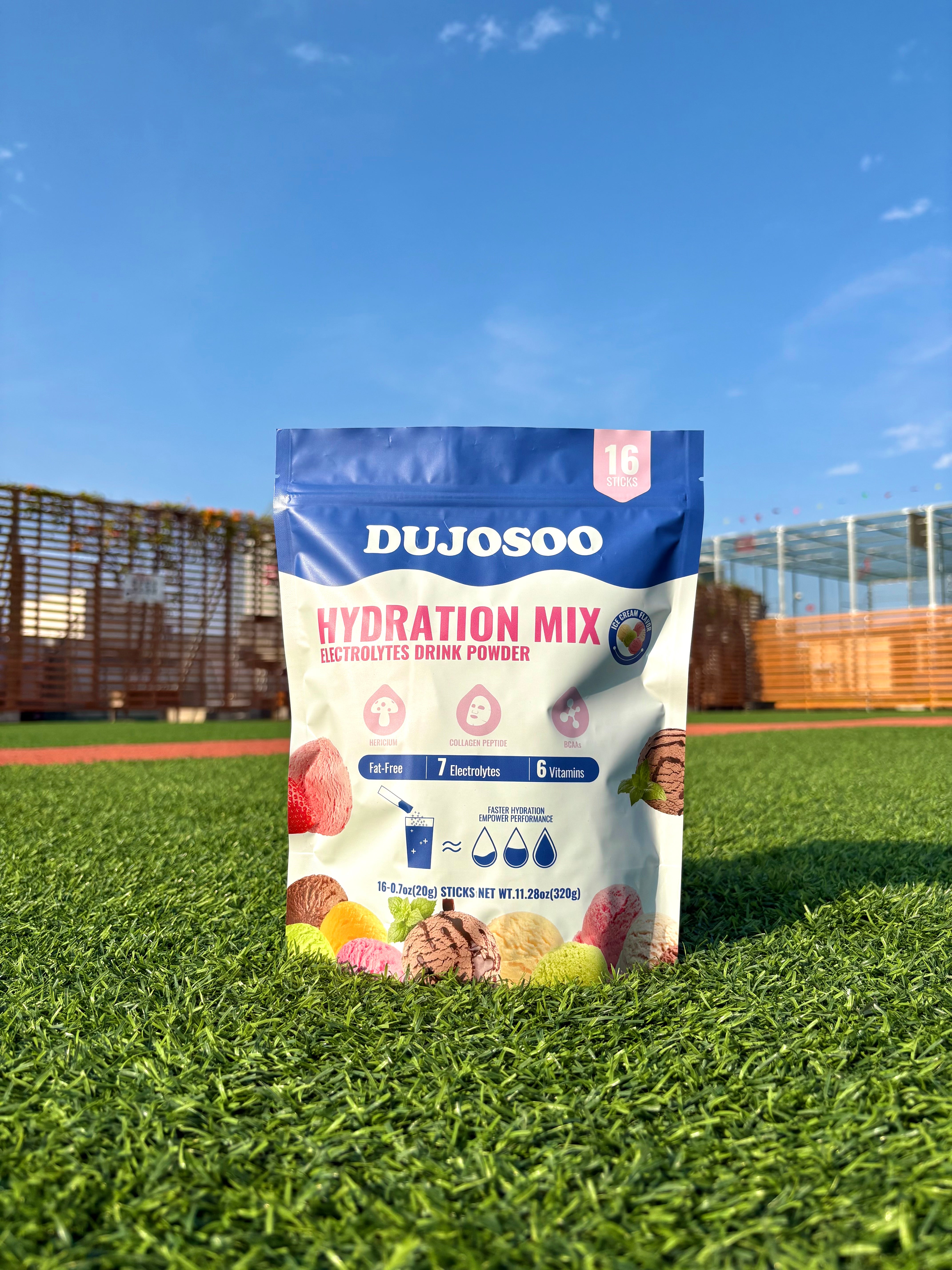 DUJOSOO Hydration Mix Electrolytes Drink Powder - 16 Sticks, Variety Flavors - Boost Energy, Replenish Fluids & Support Muscle Function